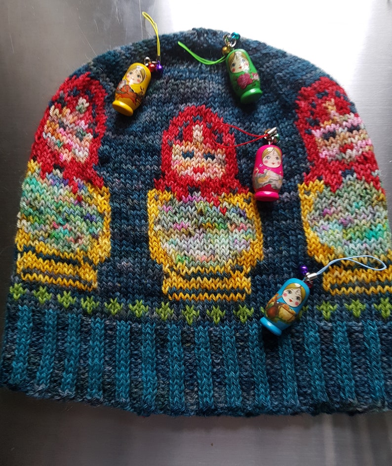 Matrioshka Russian Dolls Fair Isle Hand Knitted Beanie Hat image 4