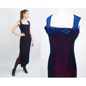 Blue iridescent velvet dress clearance