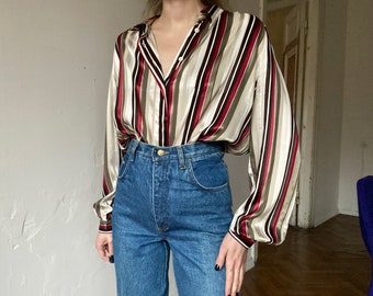 striped satin blouse