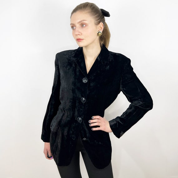 1990's Gianni VERSACE Velvet Jacket, Black Velvet… - image 3