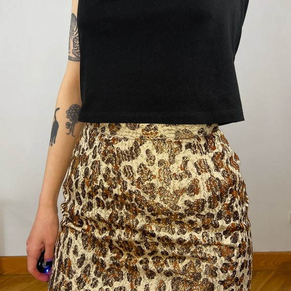 100% Silk Animal Print skirt, Italian Leopard pri… - image 3