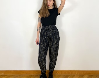 Pantaloni pegged vintage anni '80, pantaloni affusolati francesi di Gaston Jaunet in misto seta