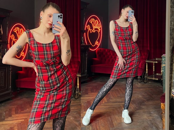 Short plaid dress deals