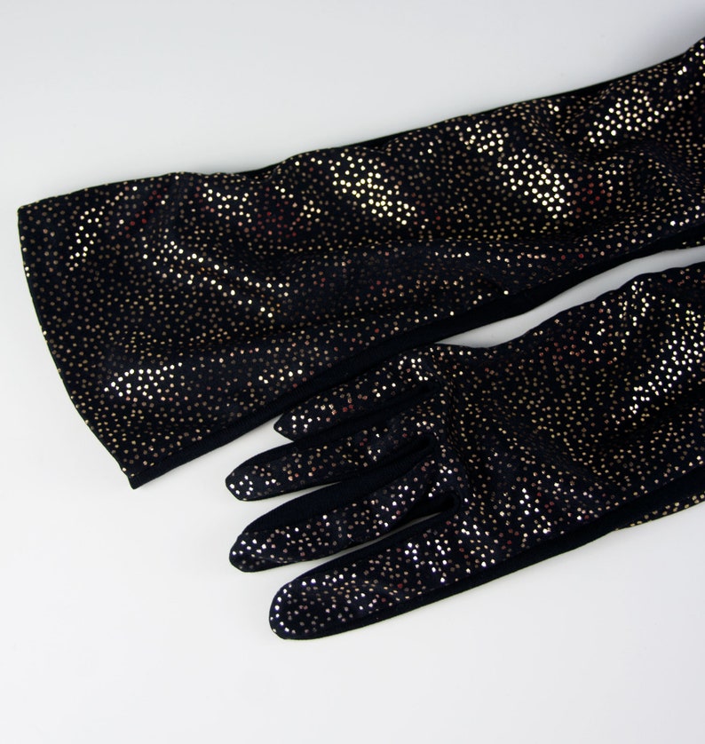 Vintage Black and Gold Gloves Evening Gloves Formal Opera Etsy