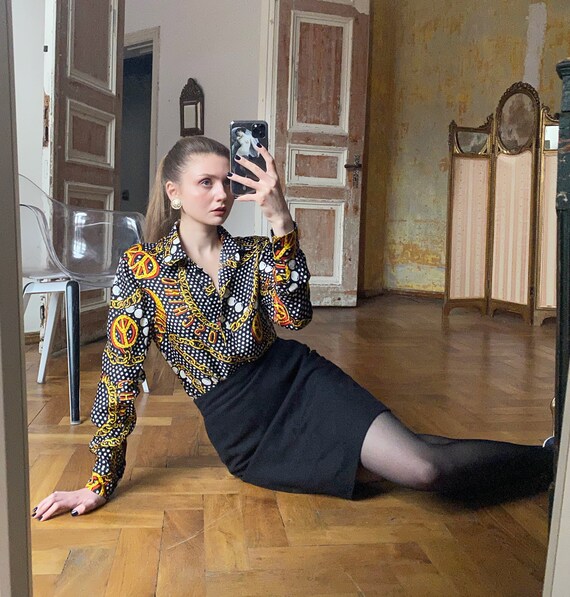 Silk MOSCHINO Blouse with print, Novelty Print Shi