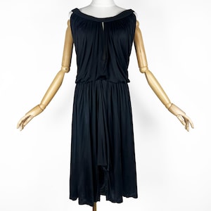 Rare 1981 Gianni VERSACE silk dress, Sleeveless Black Silk Jersey midi dress by Versace