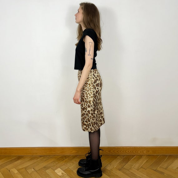 100% Silk Animal Print skirt, Italian Leopard pri… - image 5