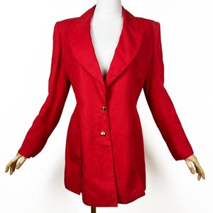 1980&#39;s Claude MONTANA Blazer, Red Linen Women&#39;s Oversized Blazer