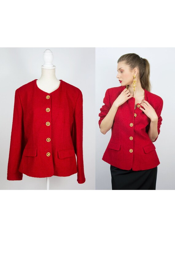 Wool Jacket Vintage Regina Rubens Tweed Jacket Women/'s Red Tweed Blazer