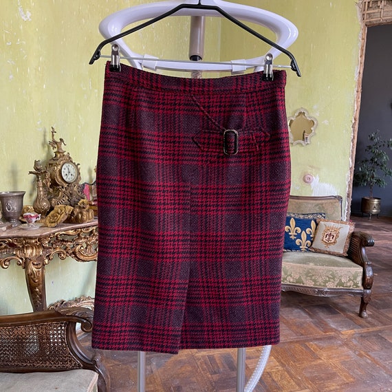 1980's CACHAREL Skirt, Plaid wool short skirt by … - image 7