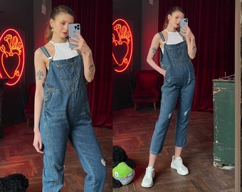 Vintage Denim Dungarees, Denim Overalls, One piece overall Jeans