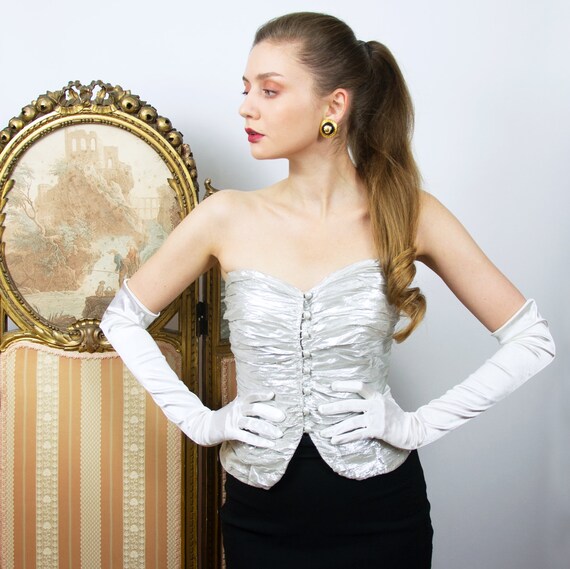 Jean-Louis Scherrer Corset, Vintage Silver Silk Co