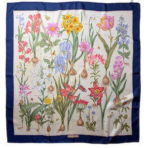 Vintage Gucci Flora Silk Scarf, Botanical Gucci foulard 86x86 cm