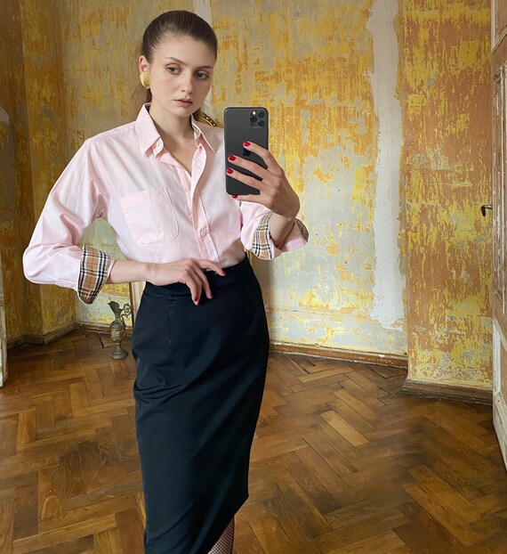Vintage Burberry Shirt, Pink Button Up Shirt