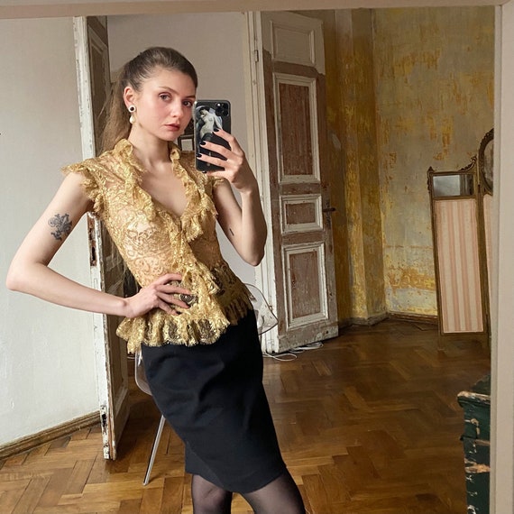 RALPH LAUREN Lace Blouse with Ruffles