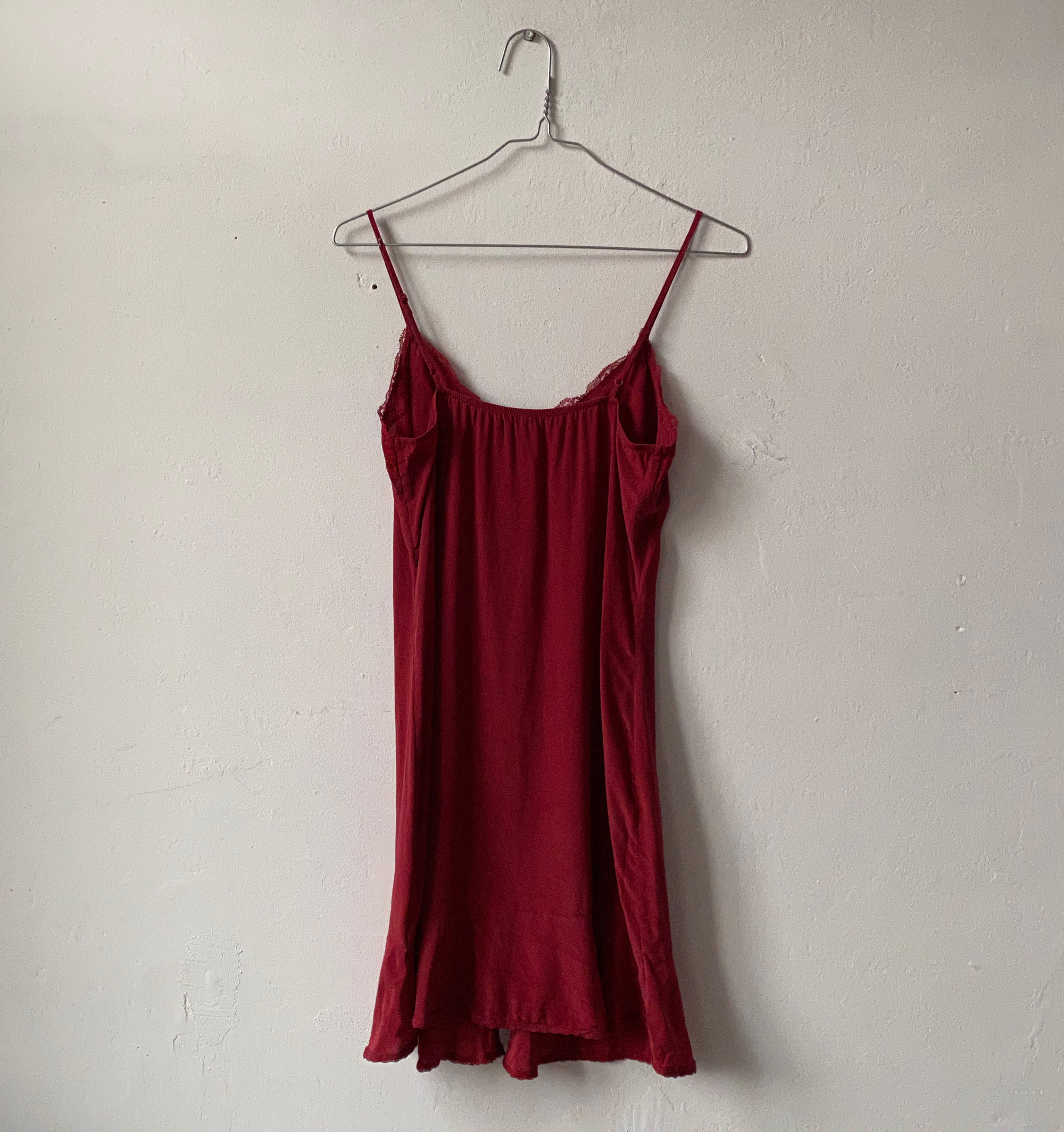 Vintage Silk Nightdress Red Night Slip Dress with Lace Trim | Etsy