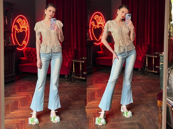 Y2k Jeans, Flare Jeans, Embroidered Jeans, Bootcut Jeans, 2000s 