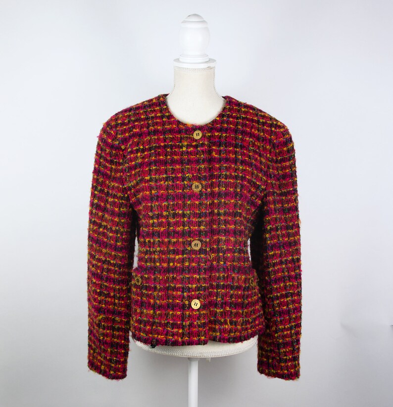 Wool Jacket Vintage Regina Rubens Tweed Jacket Women/'s Red Tweed Blazer