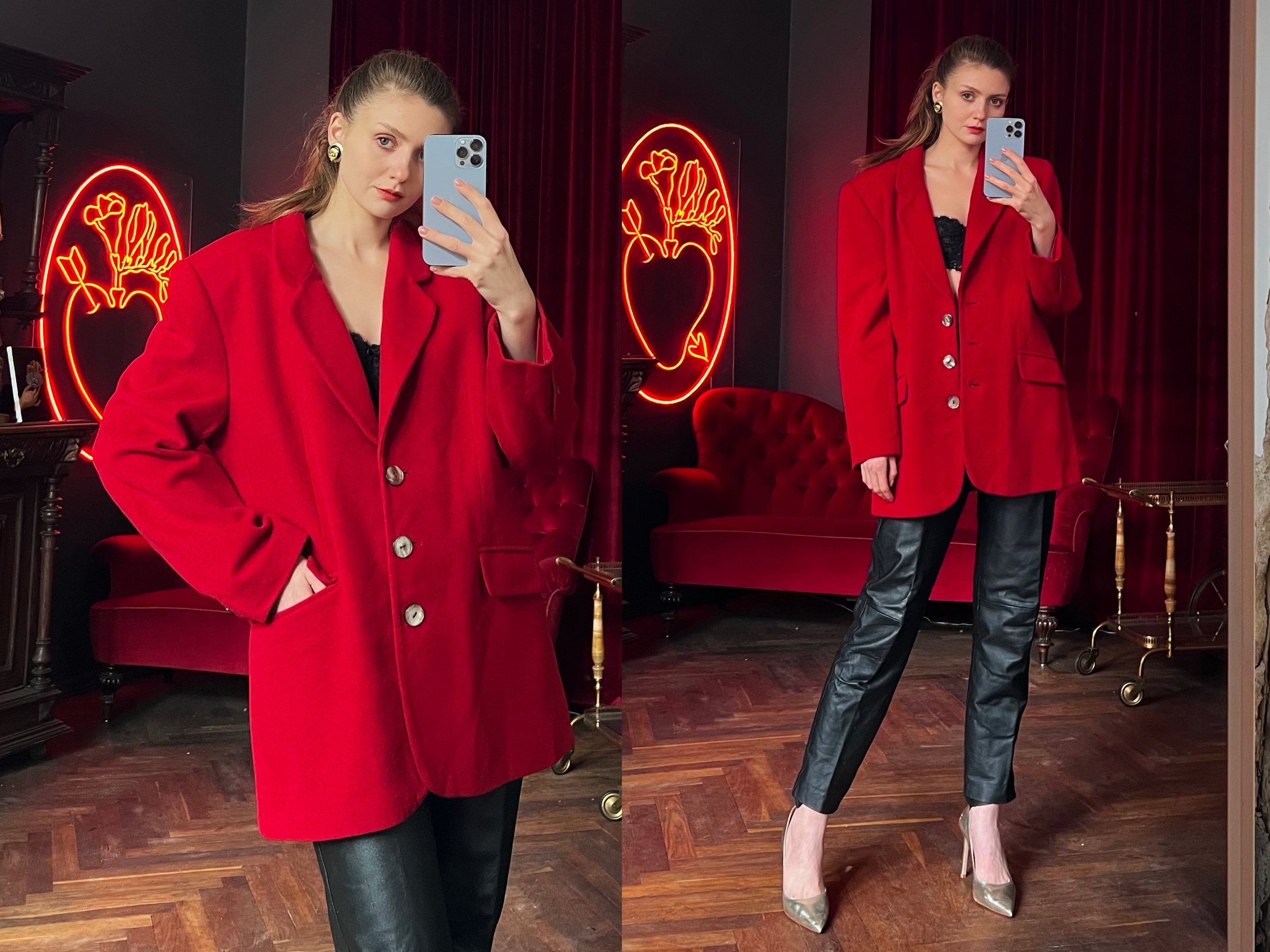 Blazer CHANEL Red Cashmere Vintage Size XL Luxury consignment shop online  Amsterdam % %