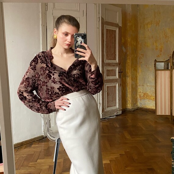 Vintage Les Copains Burnout Velvet Blouse, Floral