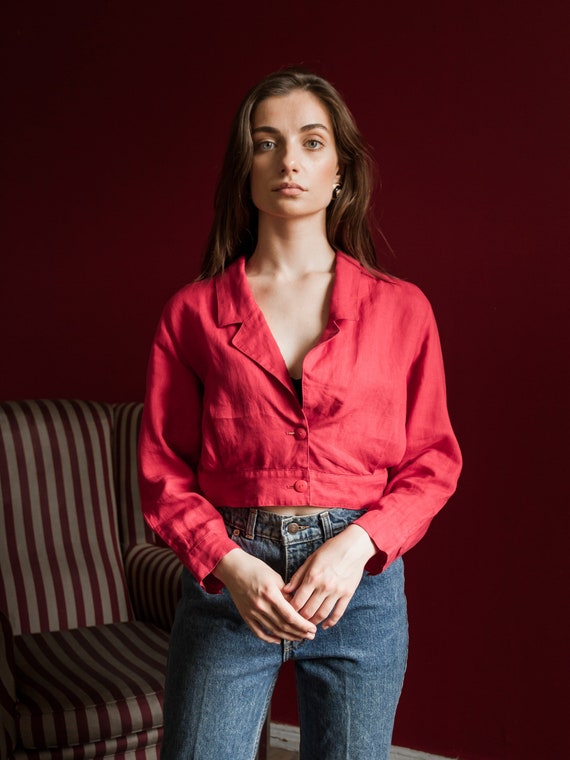 Vintage CHLOÉ Crop Blazer, Red Crop Jacket