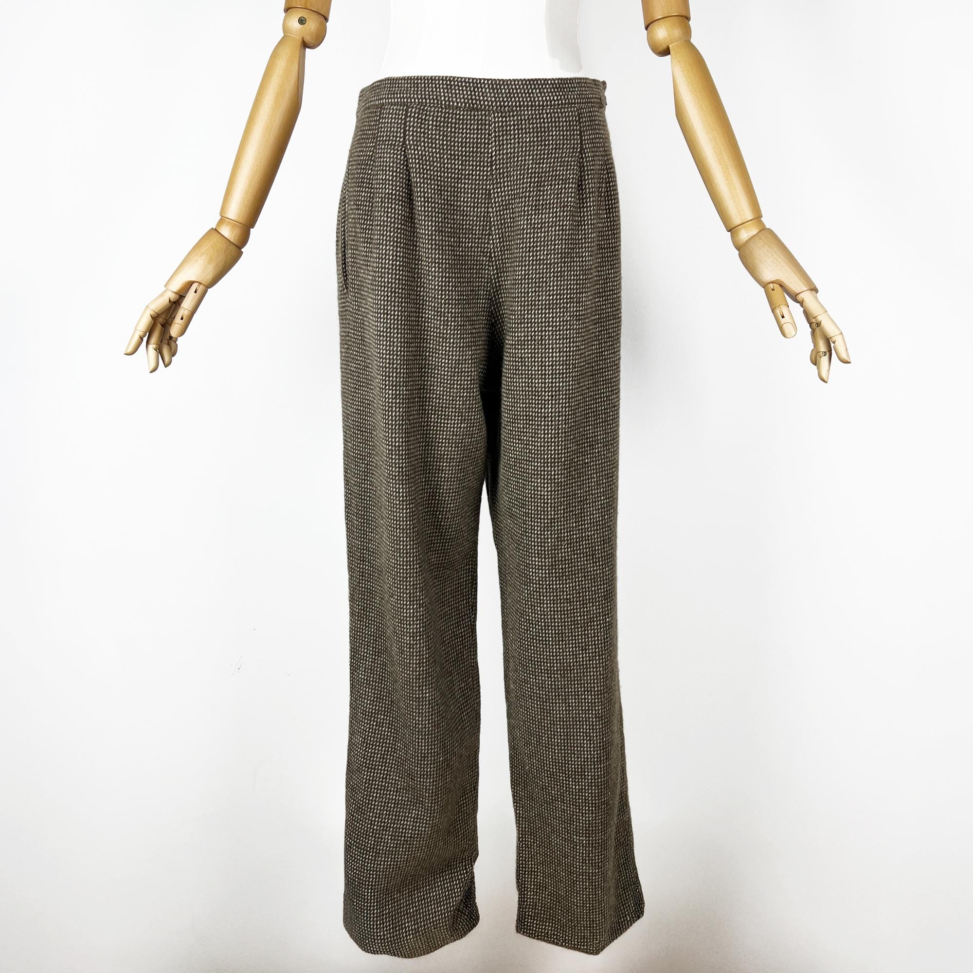 【70s】EURO Vintage Tweed Trousers Optizip Mens Vintage Tweed Trousers Brown Blue 1920s Peaky Blinders