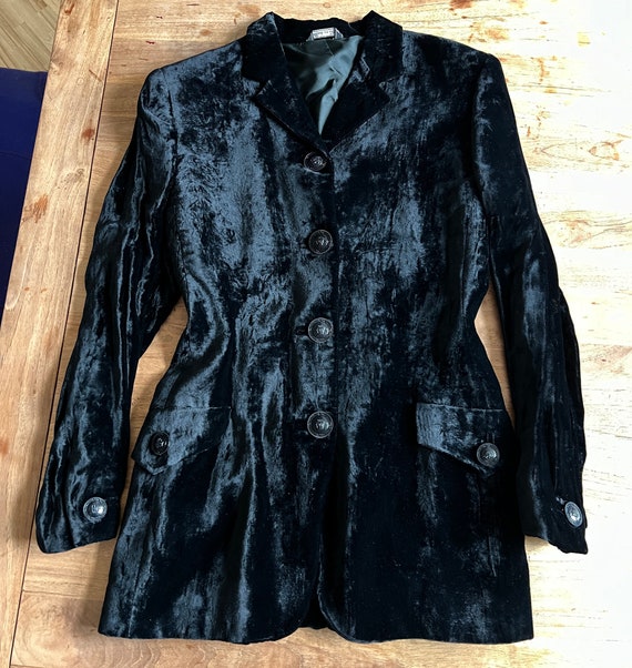 1990's Gianni VERSACE Velvet Jacket, Black Velvet… - image 7