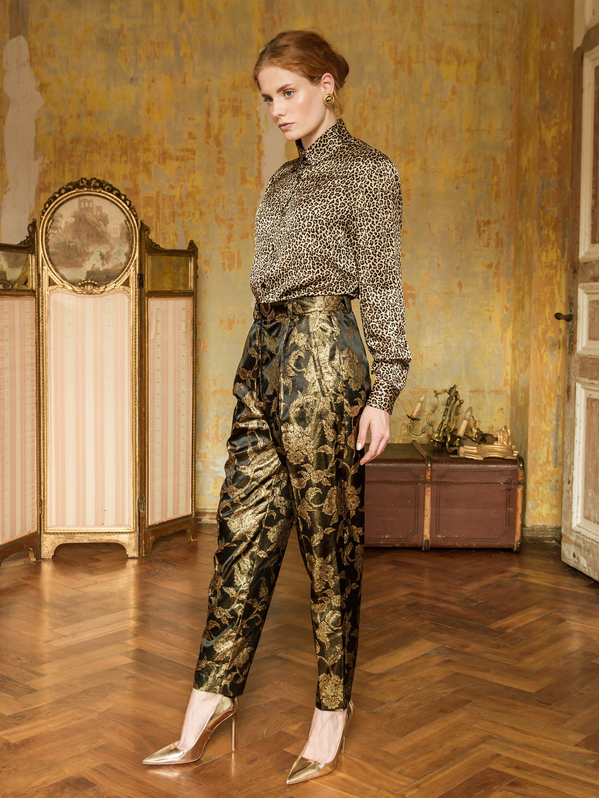 brocade pants with top