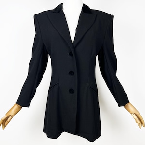 Vintage Black Wool Jacket, Black Wool Women&#39;s Blazer