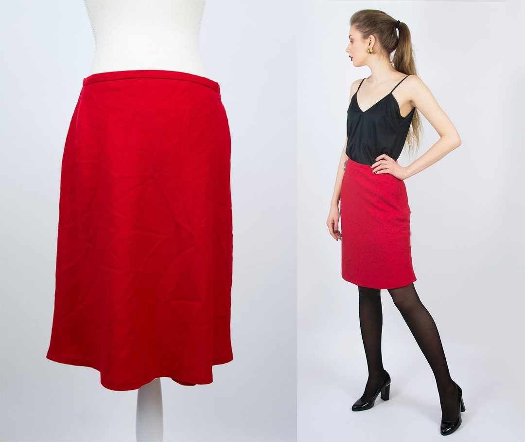 Vintage roter Rock Roter Wollrock Roter Minirock Kurzer Roter Rock ...