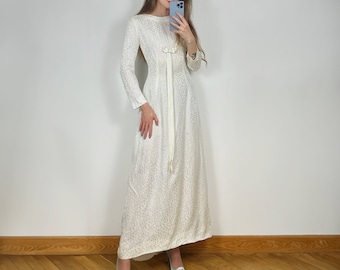 Vintage Wedding Dress, Long Sleeve -Line Bridal dress, Long Pencil Dress, Modest wedding dress