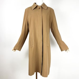 Abrigo vintage beige de lana y cachemira, abrigo italiano de invierno de largo medio