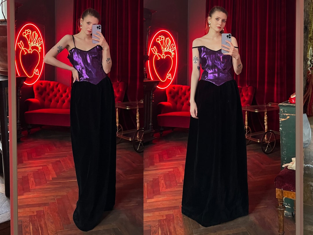 FRV Black velvet sleeveless maxi dress - Williamsburg