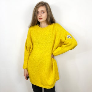 Vintage KRIZIA Sweater, Oversized Yellow Wool Jumper