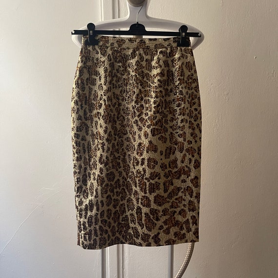 100% Silk Animal Print skirt, Italian Leopard pri… - image 8