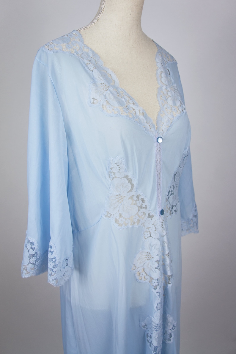 Peignoir vintage Chemise de nuit en nylon Bleu Peignoir | Etsy