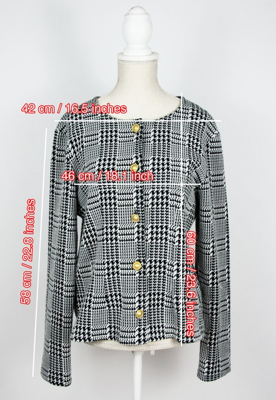 Vintage Houndstooth Blazer | Plaid Blazer Black W… - image 7