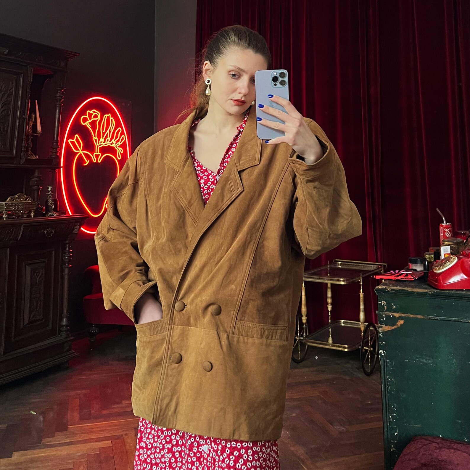 1980s Brown Overstitched Leather Jacket