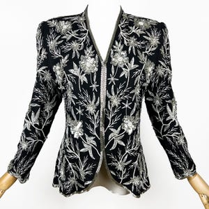 Vintage Silk Beaded Jacket, Embroidered Blazer, Embellished blazer