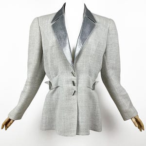 Vintage Thierry MUGLER Linen Jacket, Grey suit jacket