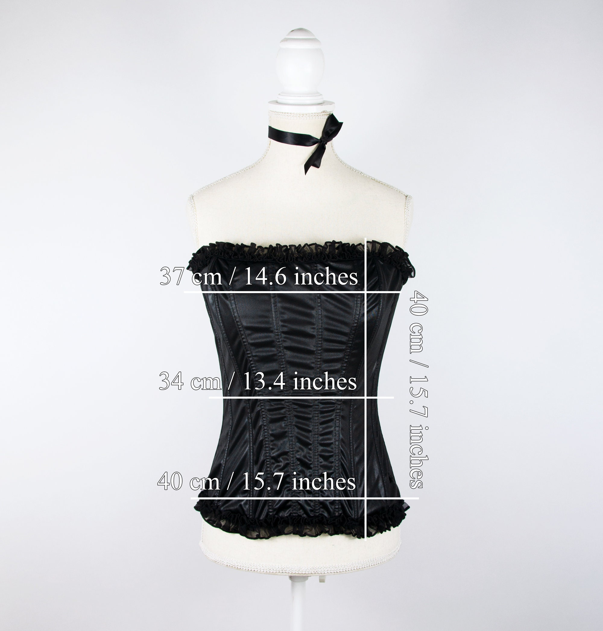 Vintage Black Satin Bustier Corset Boned Overbust Corset Top Etsy
