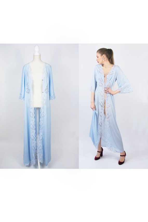 Vintage Peignoir | Nylon Nightgown | Blue Peignoir