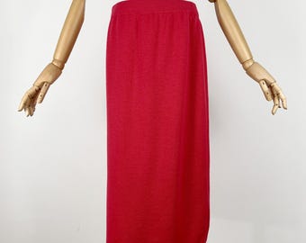 Jupe Crayon Eastex En Laine Rouge - Taille 16 - Midi - Motif Pied-de-poule - Femme