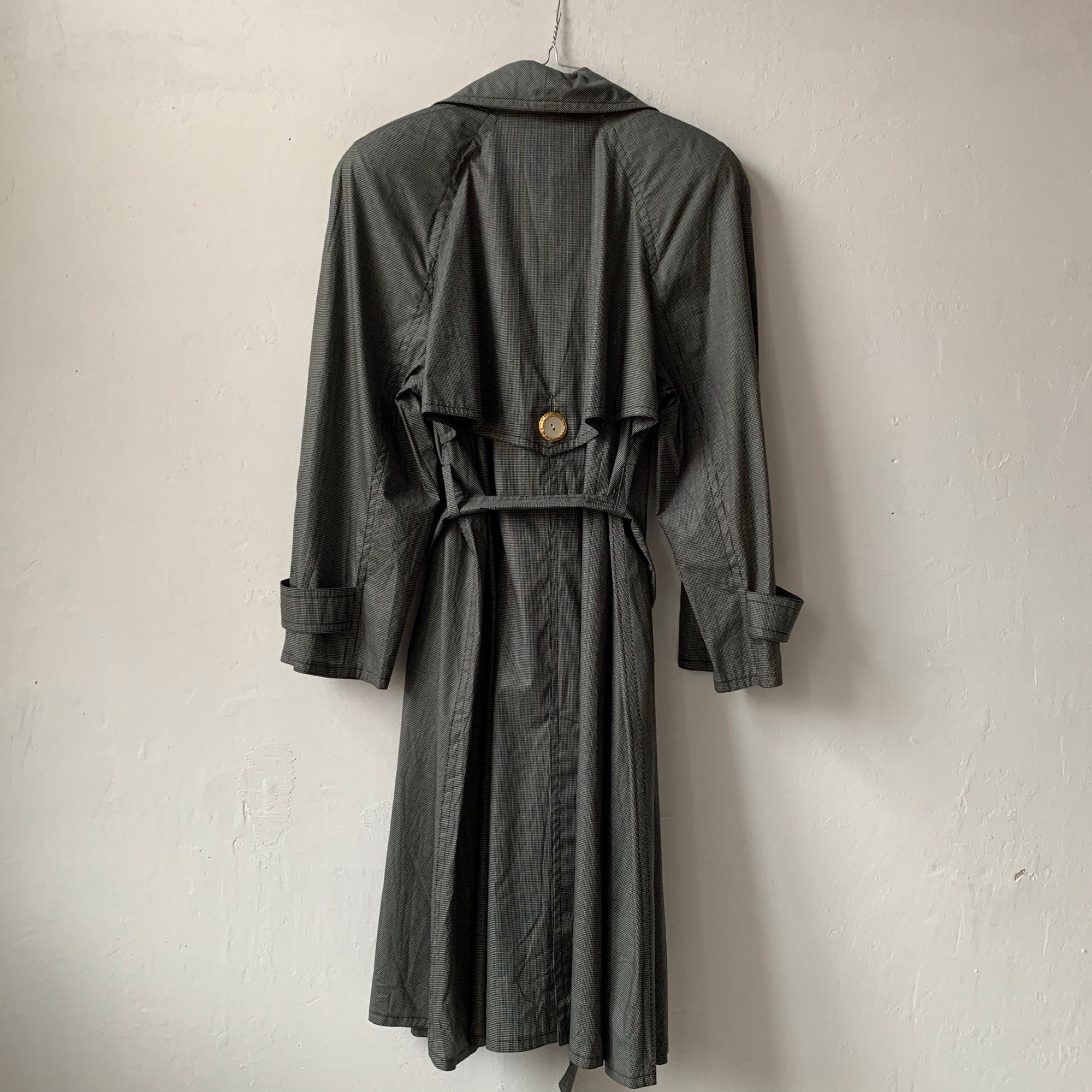 Vintage Classic Grey Trench Coat With Shoulder Pads - Etsy