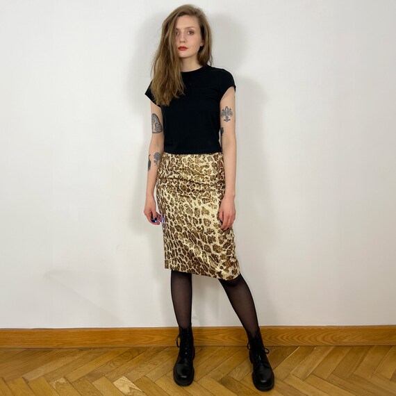 100% Silk Animal Print skirt, Italian Leopard pri… - image 6