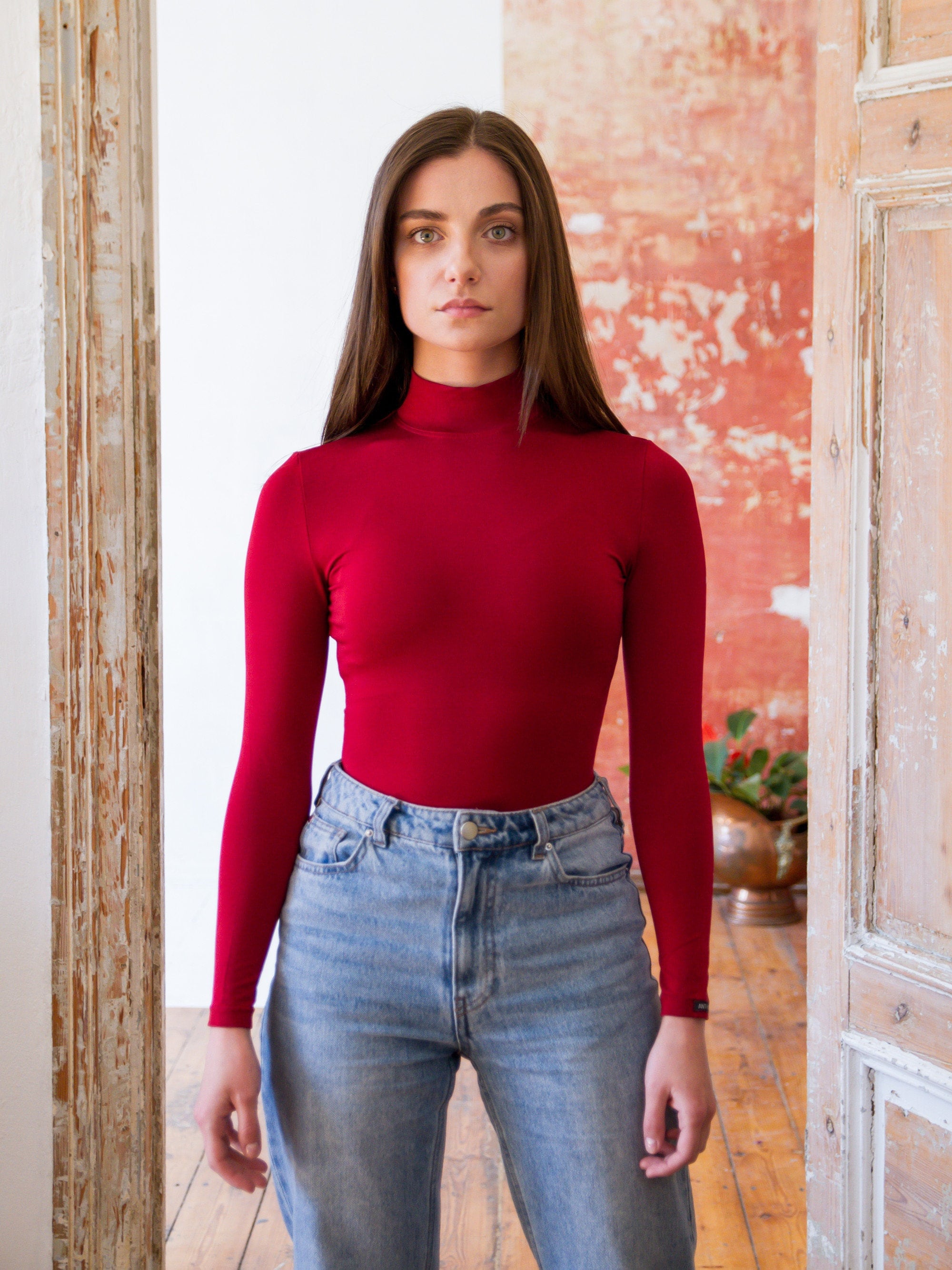 Red turtleneck jumpsuit new arrivals