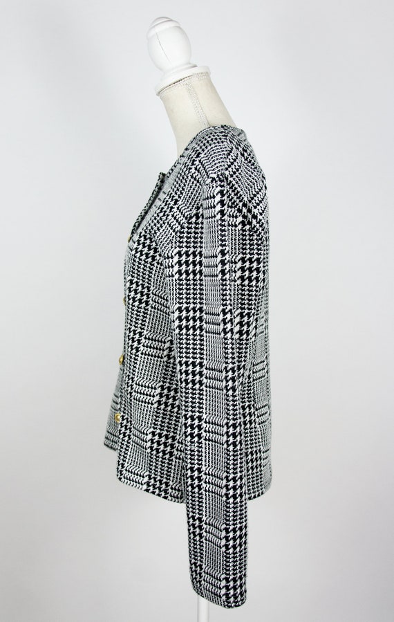 Vintage Houndstooth Blazer | Plaid Blazer Black W… - image 4