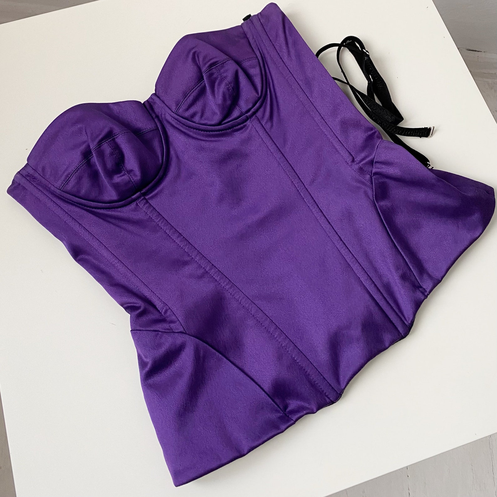 D&G Corset Top Purple Silk Satin Boned Bustier Top | Etsy