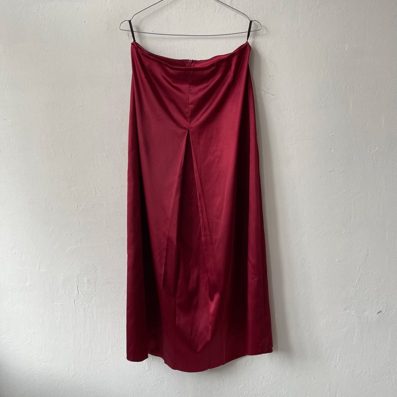 Vintage Red Satin Maxi Skirt Plus Size Skirt Etsy