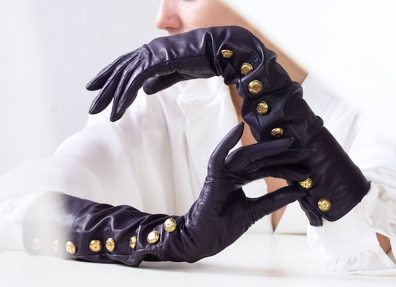 Vintage CHANEL Gloves, Long Leather Gloves